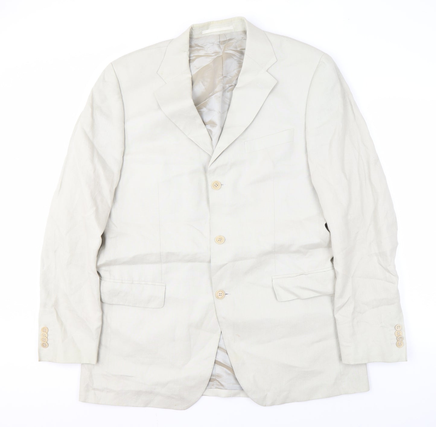 Racing Green Men's Beige Linen Blazer 42L