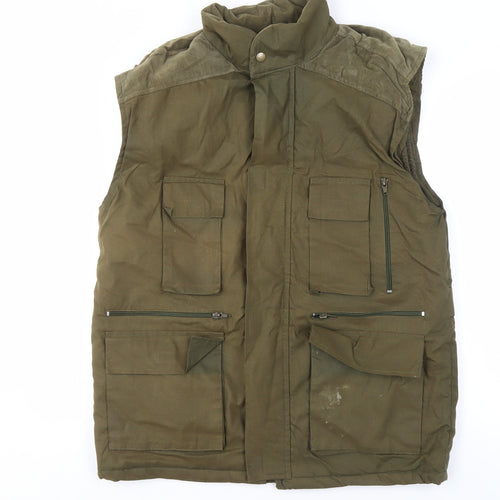 GS Outer Wear Men's Green Waistcoat, Size M, Pockets, Casual