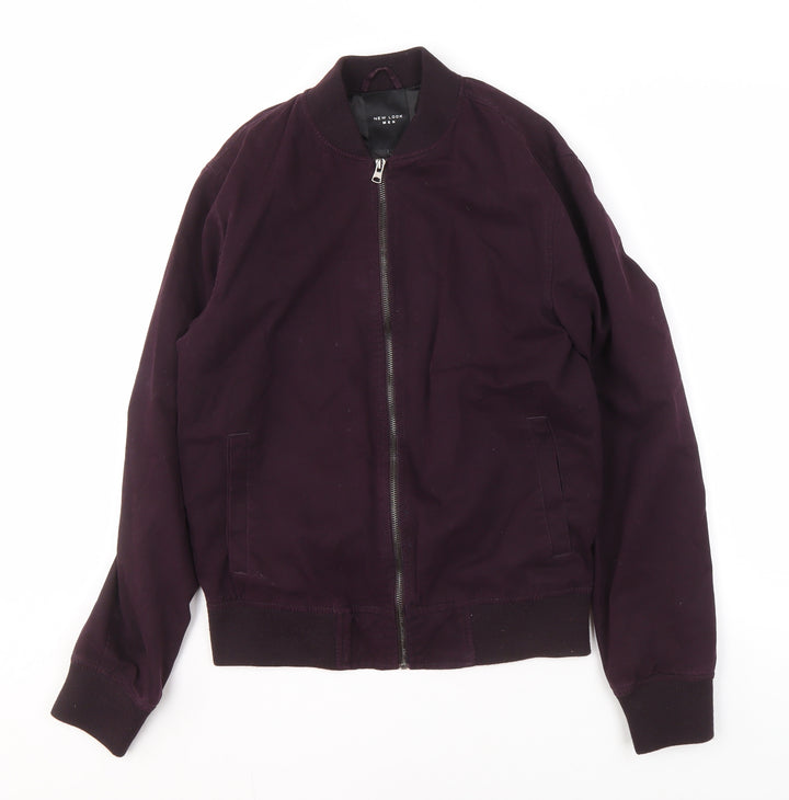 New Look Men's Purple Bomber Jacket, Size S, Casual Style