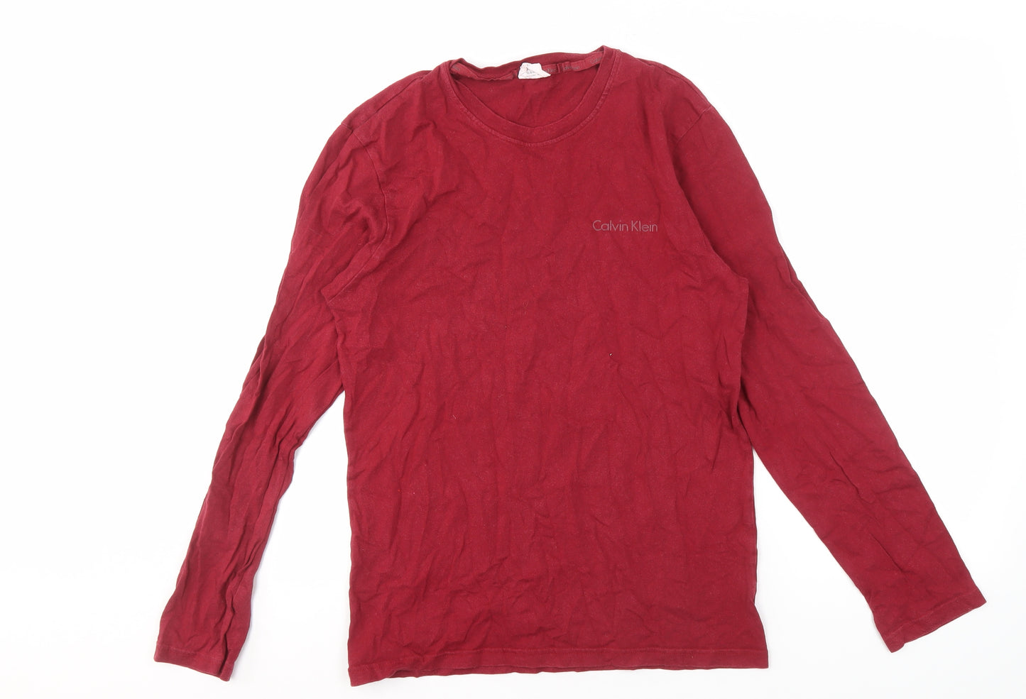 Calvin Klein Men's Red Long Sleeve T-Shirt Medium