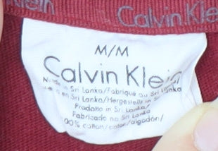 Calvin Klein Men's Red Long Sleeve T-Shirt Medium