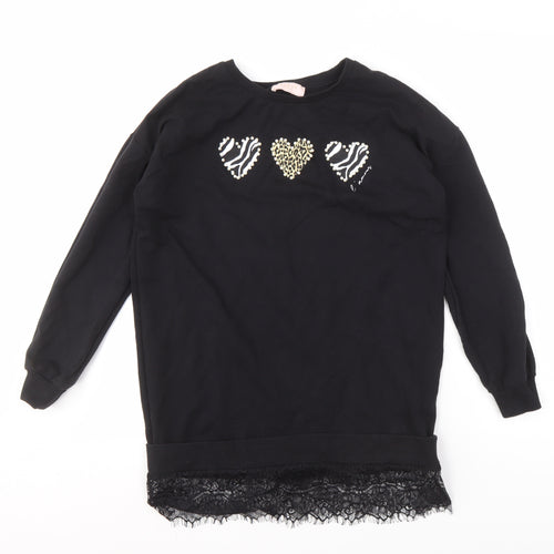 Lipsy Teens Black Pullover Sweatshirt with Lace Trim