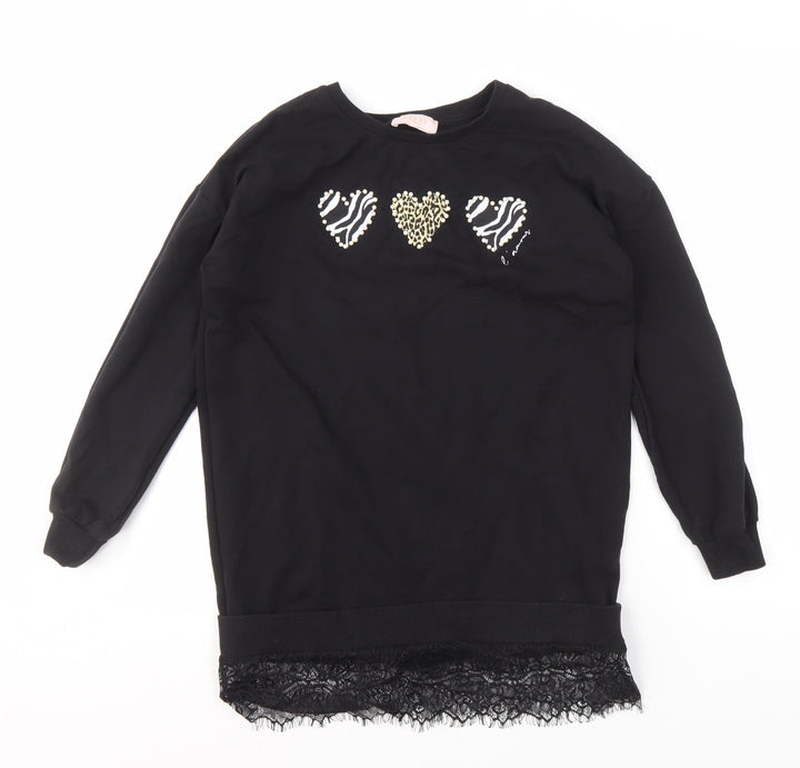 Lipsy Teens Black Pullover Sweatshirt with Lace Trim