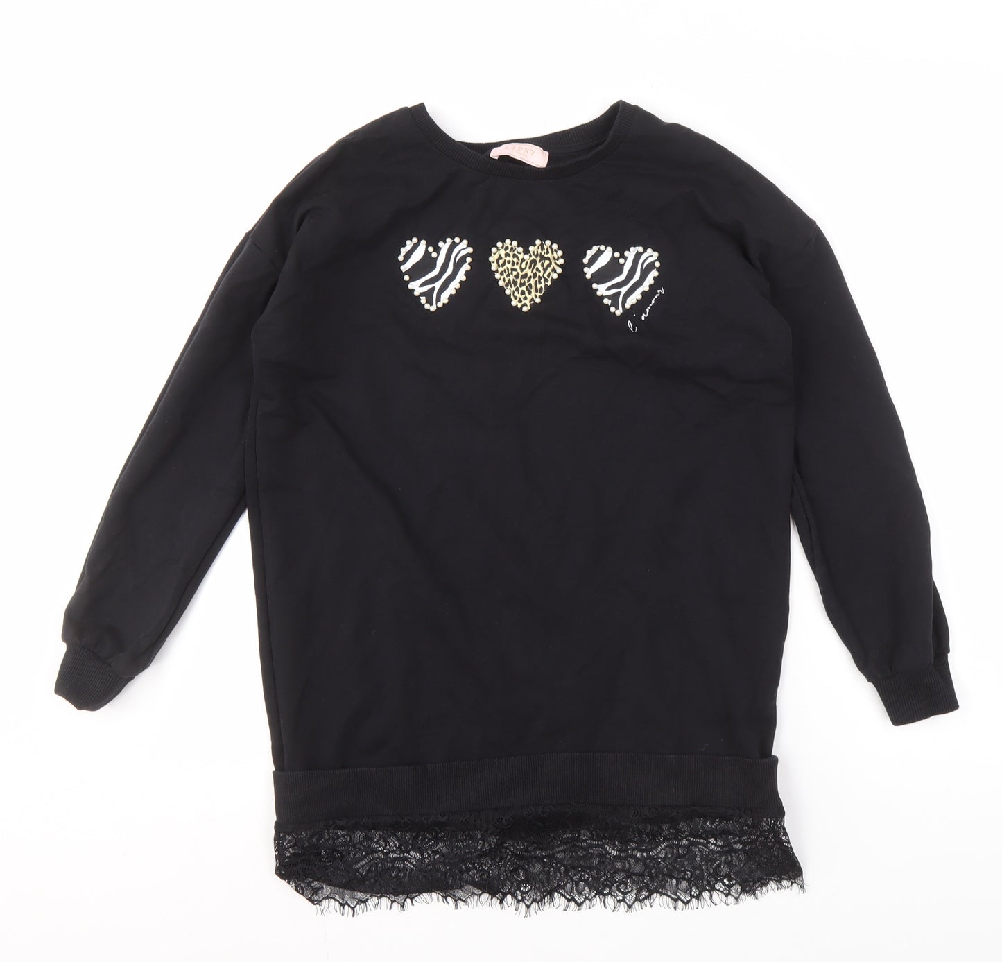 Lipsy Teens Black Pullover Sweatshirt with Lace Trim