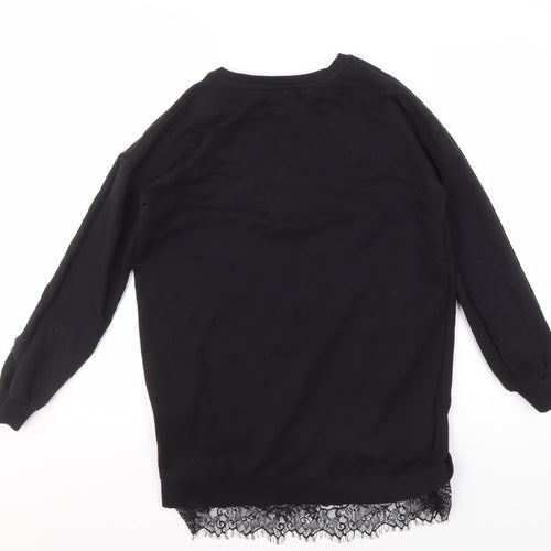 Lipsy Teens Black Pullover Sweatshirt with Lace Trim