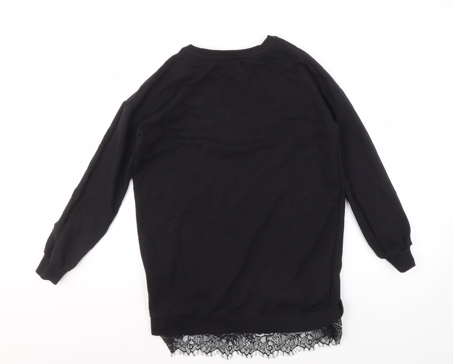 Lipsy Teens Black Pullover Sweatshirt with Lace Trim