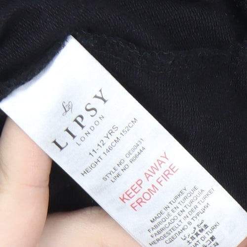 Lipsy Teens Black Pullover Sweatshirt with Lace Trim