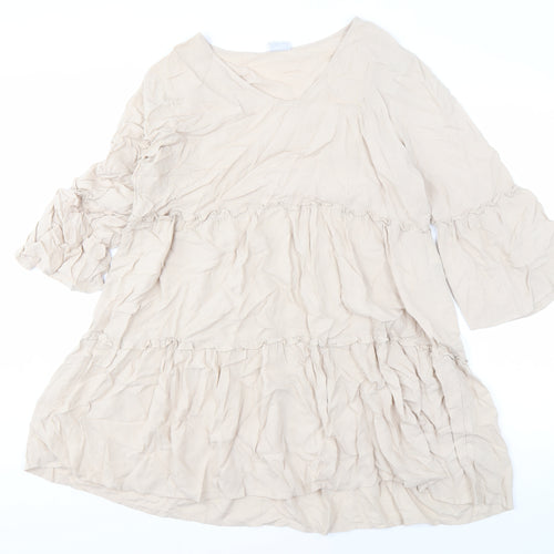 Jacqueline de Yong Beige Knee Length Trapeze Dress