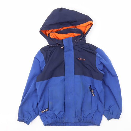 Joules Boys Blue Hooded Basic Jacket Size 6 Years