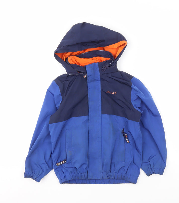 Joules Boys Blue Hooded Basic Jacket Size 6 Years