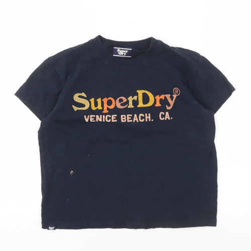 Superdry Unisex Blue T-Shirt, Size 12, Casual Crew Neck