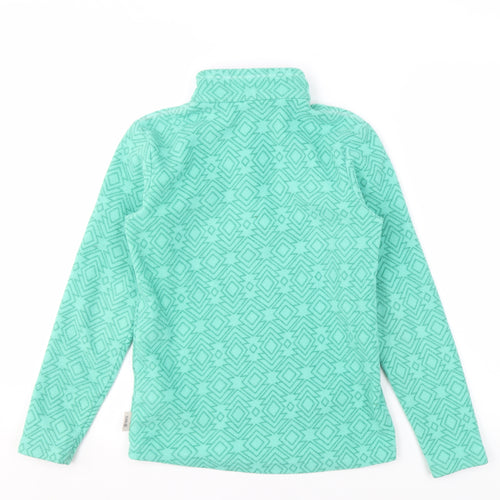 Decathlon Girls Green Fleece Sweatshirt, 12 Years, Geometric Pattern