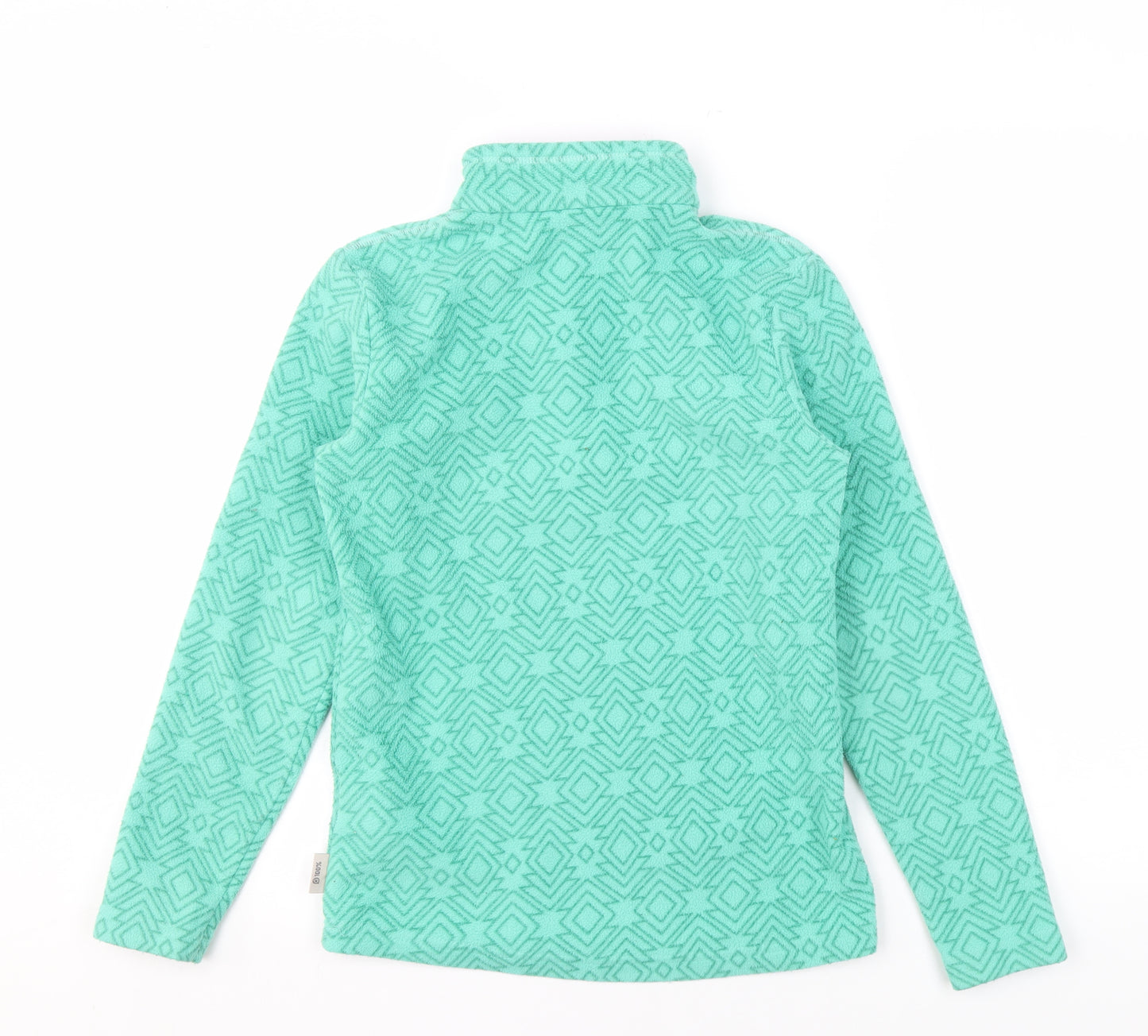 Decathlon Girls Green Fleece Sweatshirt, 12 Years, Geometric Pattern