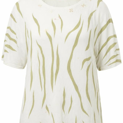 Roman Originals Women’s Ivory Knit Top, M/L, Embroidered Accents
