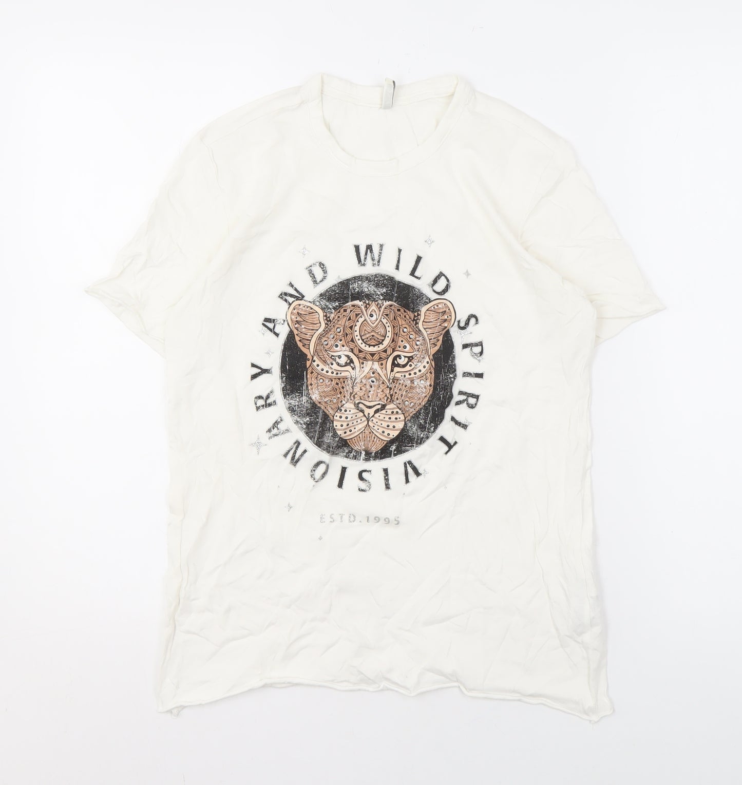 ONLY Women's White Animal Print T-Shirt, Size S