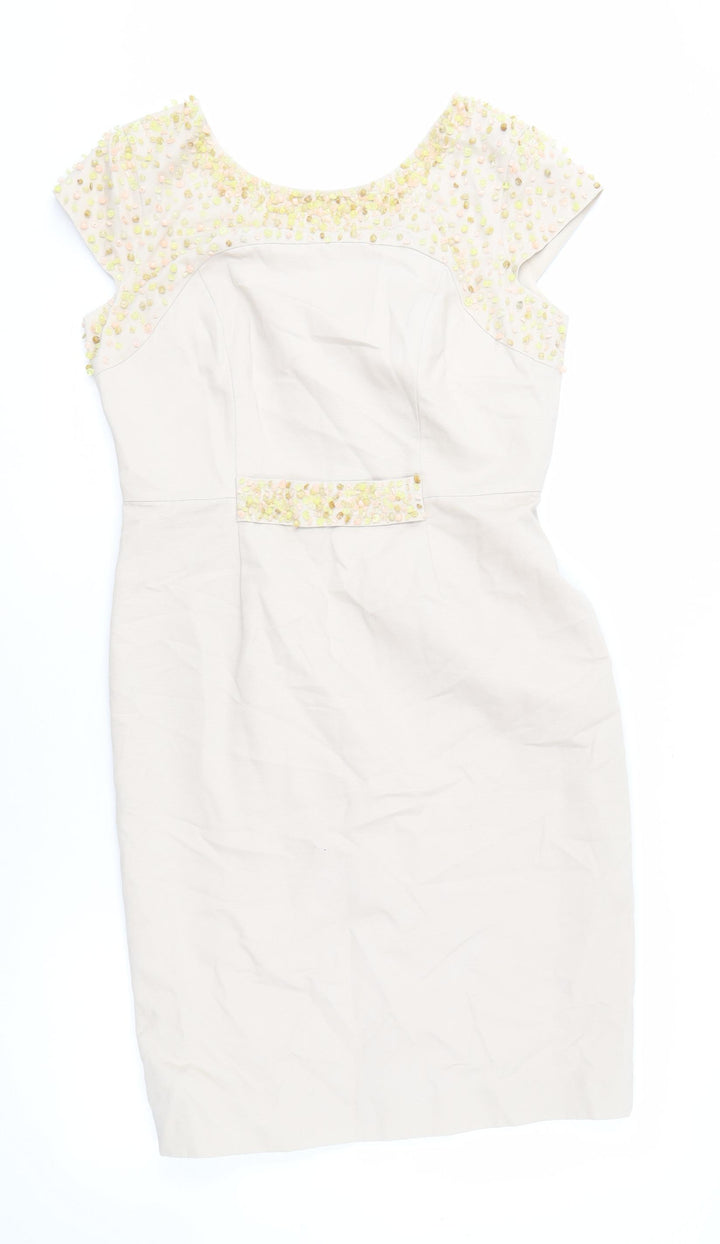 Fenn Wright Manson Women's Beige Shift Dress Size 14