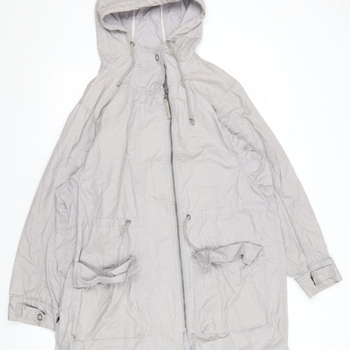 Poetry Women's Grey Cotton Anorak Jacket Size 14