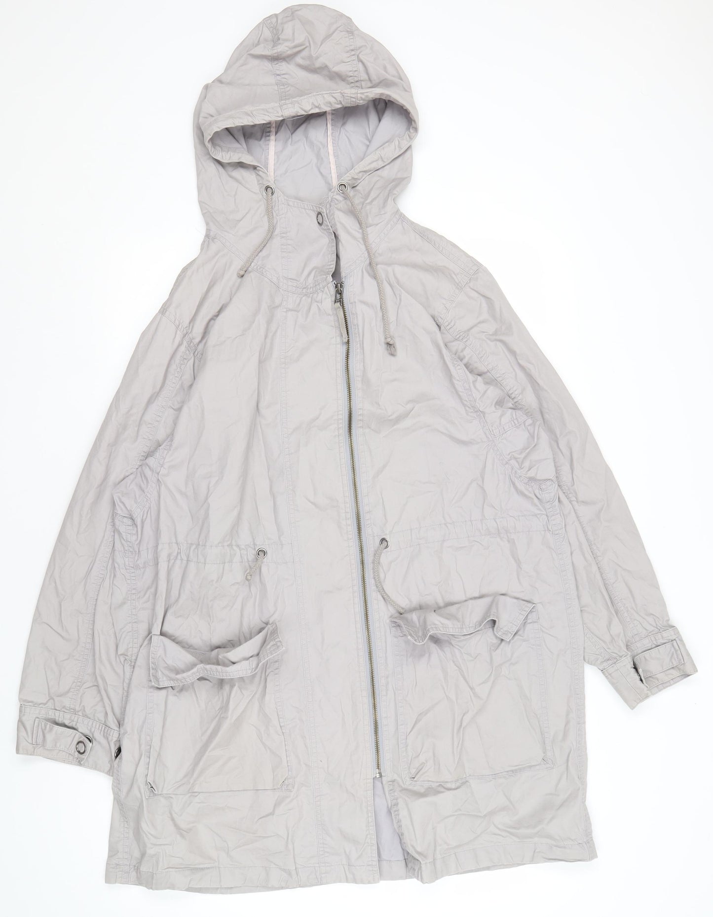 Poetry Women's Grey Cotton Anorak Jacket Size 14