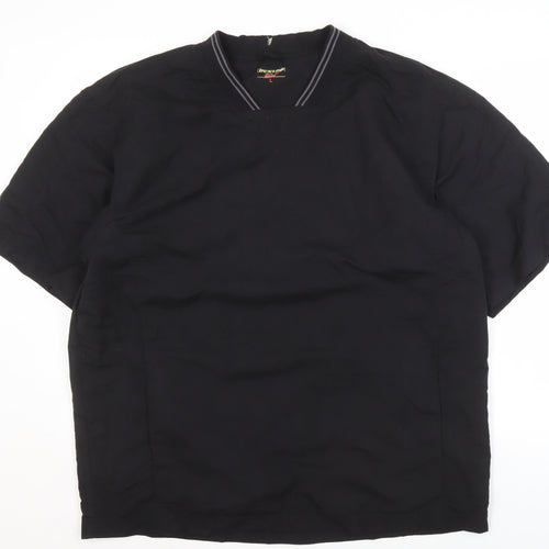 Dunlop Men's Black V-Neck Casual Short Sleeve Shirt