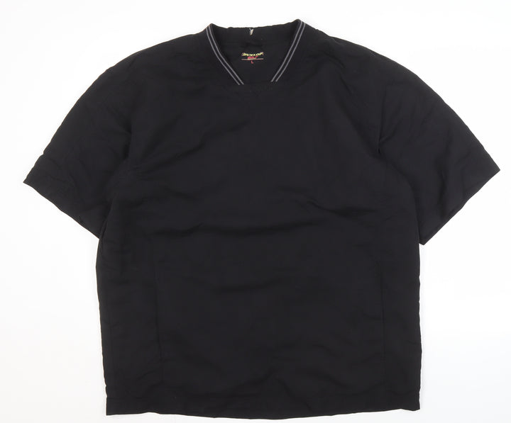Dunlop Men's Black V-Neck Casual Short Sleeve Shirt