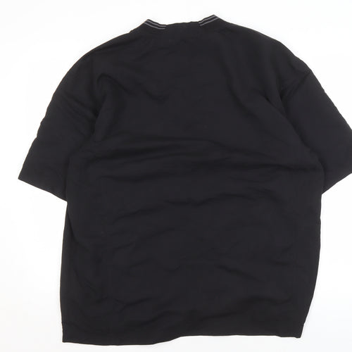 Dunlop Men's Black V-Neck Casual Short Sleeve Shirt