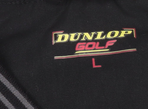 Dunlop Men's Black V-Neck Casual Short Sleeve Shirt