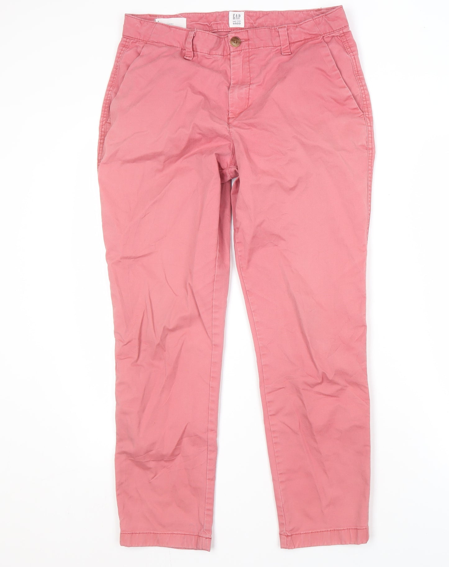 Gap Women's Pink Chino Trousers, Size M, Relaxed Fit