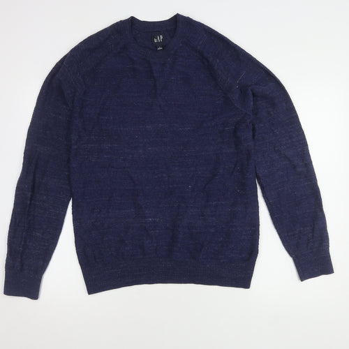 GAP Men's Medium Blue Cotton Pullover Jumper