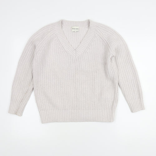 Reiss Women's Ivory V-Neck Pullover Jumper XS