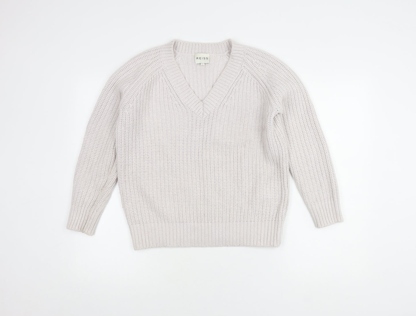 Reiss Women's Ivory V-Neck Pullover Jumper XS