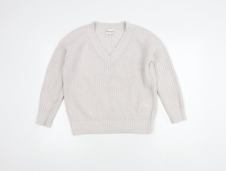 Reiss Women's Ivory V-Neck Pullover Jumper XS