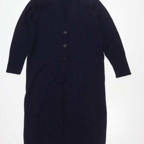 VIEW Women's Blue Wool Blend Cardigan - M, Made in UK