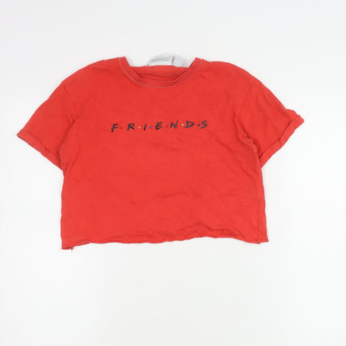 Friends Women's Red T-Shirt, XS, Crew Neck, Casual Style