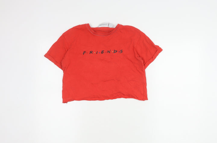 Friends Women's Red T-Shirt, XS, Crew Neck, Casual Style