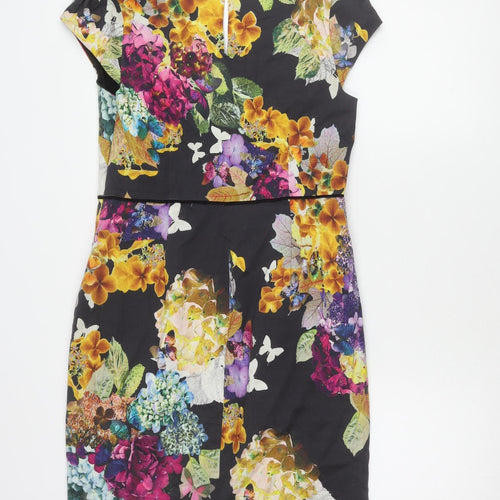 Monsoon Womens Multicoloured Floral Sheath Dress Size 14