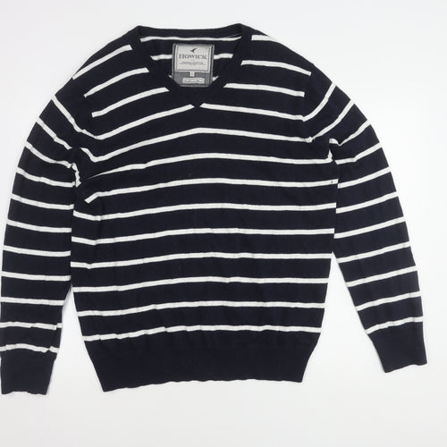 Howick Men's XL Blue Striped Cotton Cashmere Jumper