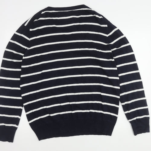 Howick Men's XL Blue Striped Cotton Cashmere Jumper