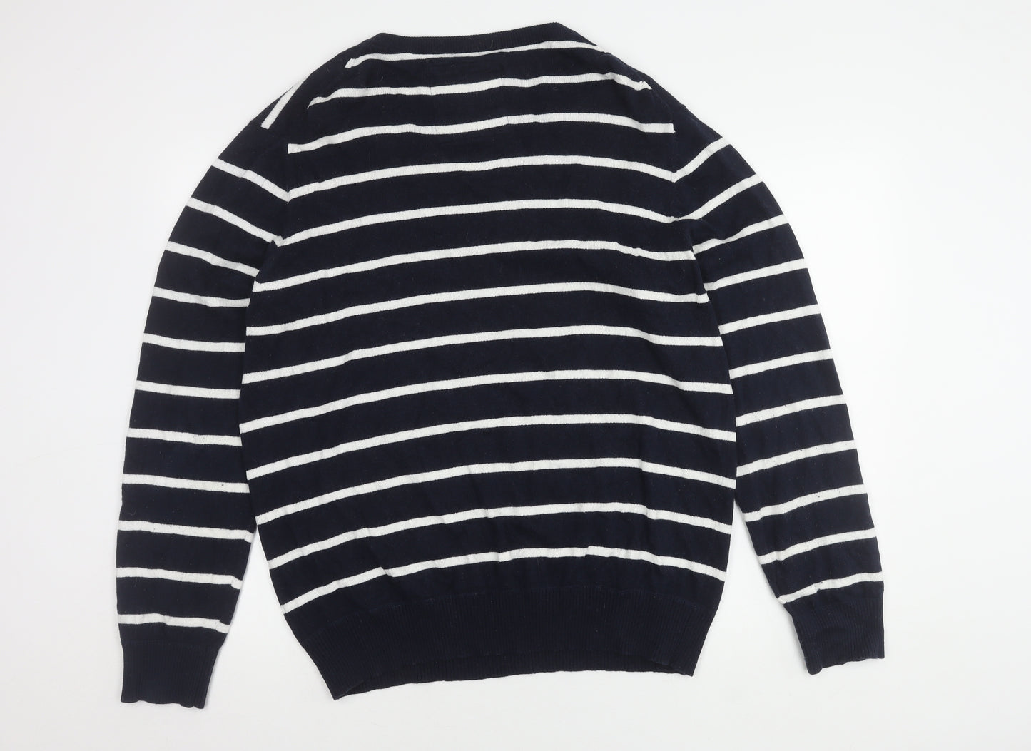 Howick Men's XL Blue Striped Cotton Cashmere Jumper