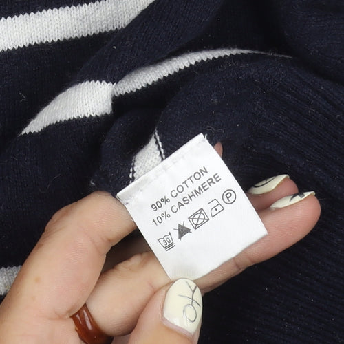 Howick Men's XL Blue Striped Cotton Cashmere Jumper