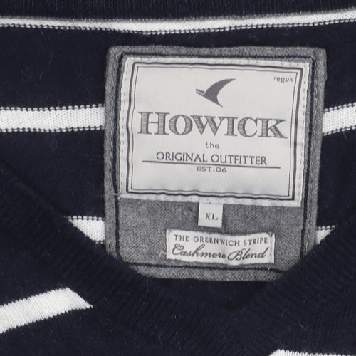 Howick Men's XL Blue Striped Cotton Cashmere Jumper