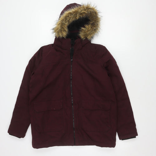 TOG24 Boys Red Parka Jacket, Size 164, Winter Ready