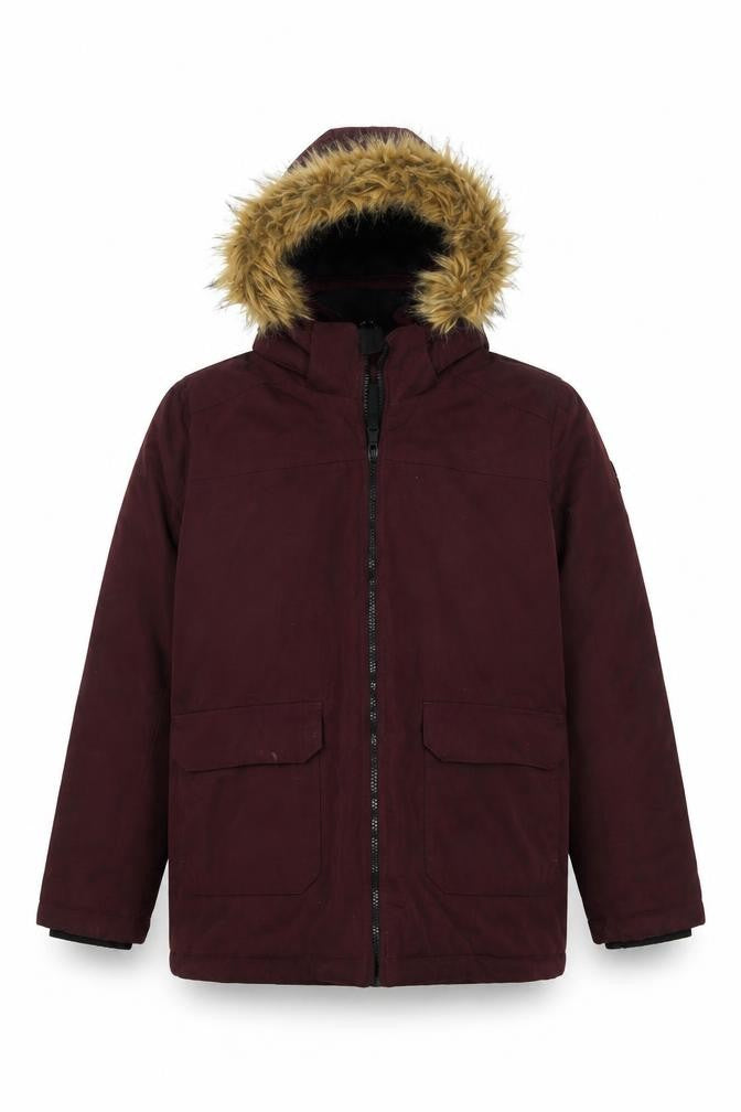 Front view of TOG24 boys’ red parka jacket, size 164, winter ready