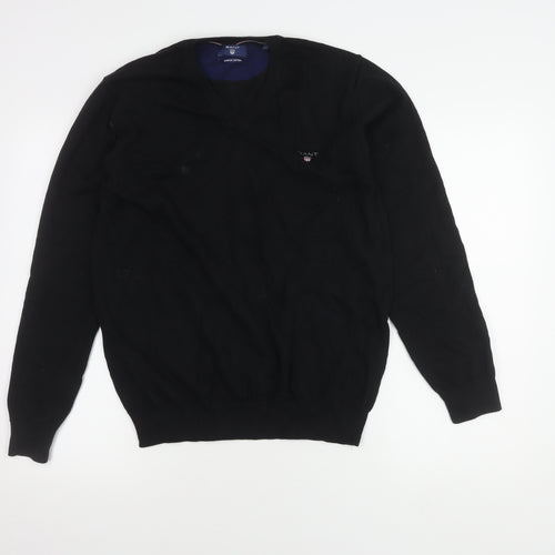 GANT Men's Black V-Neck Pullover Jumper M Casual