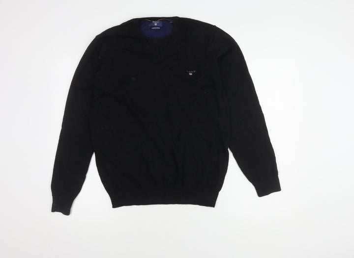 GANT Men's Black V-Neck Pullover Jumper M Casual