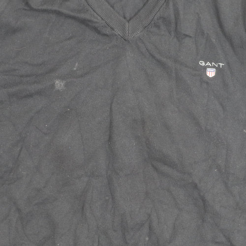 GANT Men's Black V-Neck Pullover Jumper M Casual