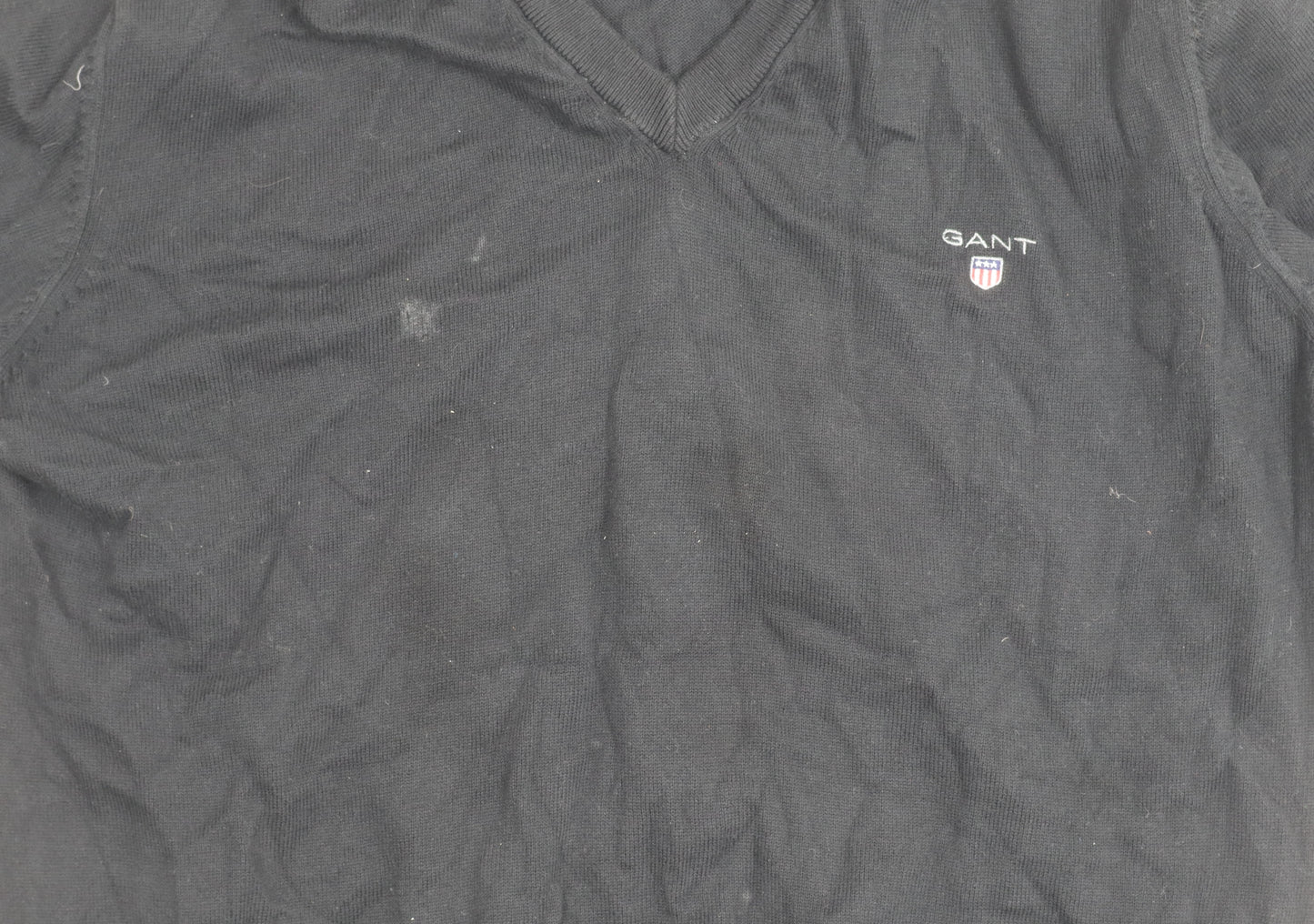 GANT Men's Black V-Neck Pullover Jumper M Casual