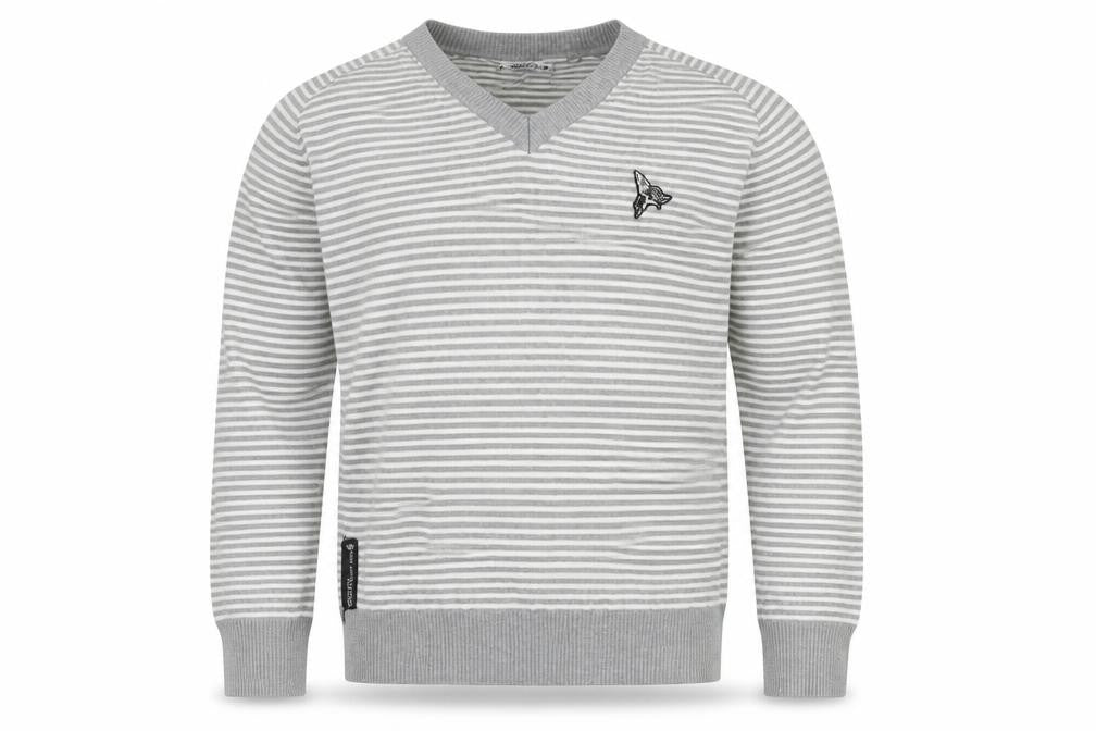 Henleys Men's Grey Striped V-Neck Pullover M