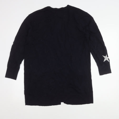Monsoon Women's Black Star Knit Open Front Cardigan M