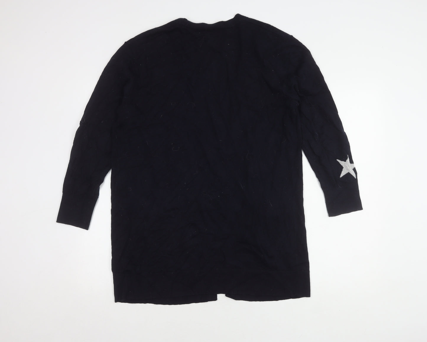 Monsoon Women's Black Star Knit Open Front Cardigan M