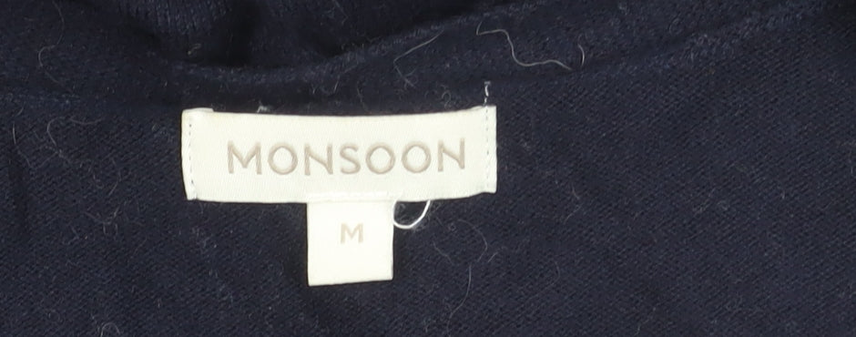 Monsoon Women's Black Star Knit Open Front Cardigan M